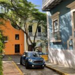 Car on a quiet street in Old San Juan